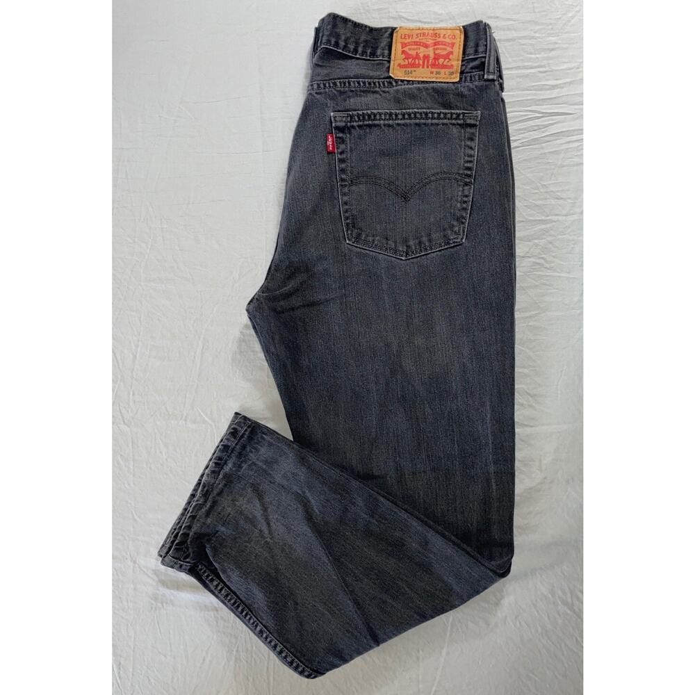 Levi's 514 Straight Fit 100% Cotton Denim Jeans. Washed Black, Men's 36X30. GUC!